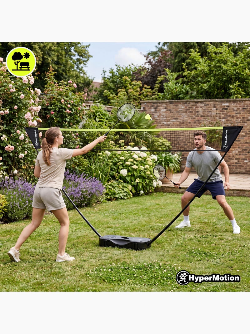 Set de bádminton portátil HyperMotion con red – 2 raquetas, 2 volantes y estuche de transporte Negro - Kiabi