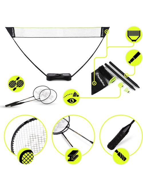 Set de bádminton portátil HyperMotion con red – 2 raquetas, 2 volantes y estuche de transporte - Kiabi Set de bádminton portátil HyperMotion con red – 2 raquetas, 2 volantes y estuche de transporte - Kiabi