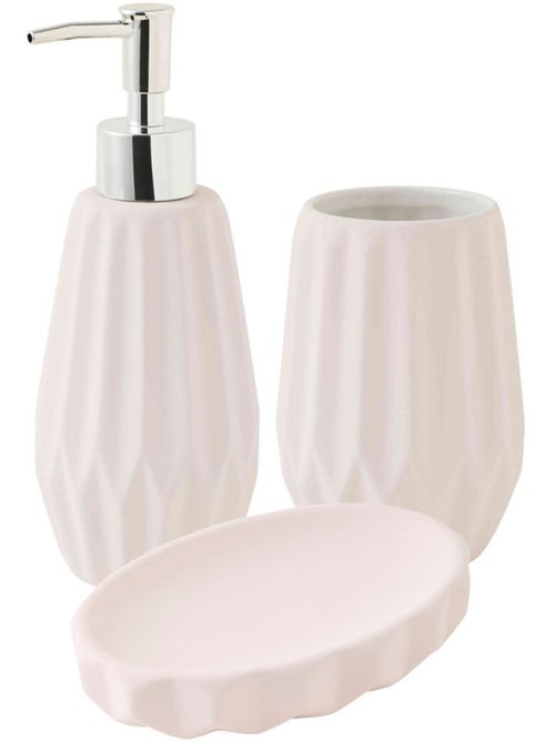Set de baño 3 piezas cerámica con relieve – Guy Levasseur - Kiabi