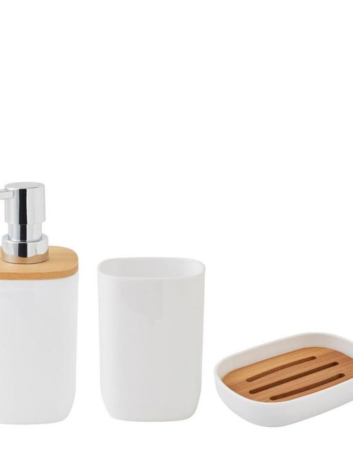 Set de baño 3 piezas liso con bambú – Guy Levasseur - Kiabi Set de baño 3 piezas liso con bambú – Guy Levasseur - Kiabi