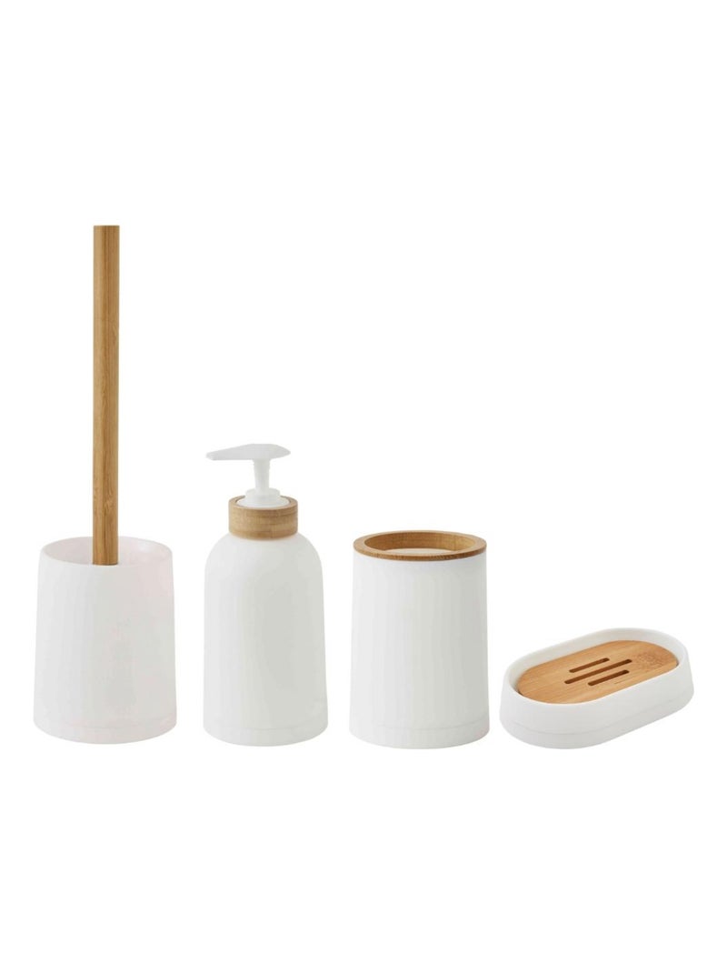 Set de baño 4 piezas bambú liso – Guy Levasseur Blanco - Kiabi