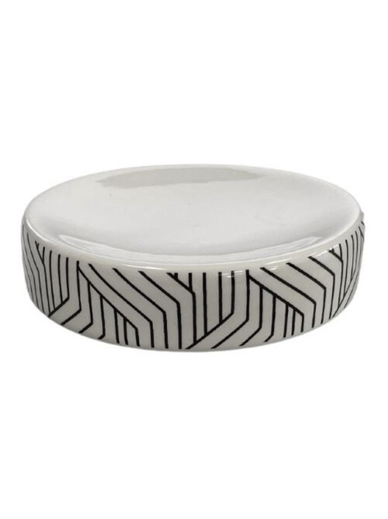 Set de baño – 4 piezas cerámica con diseño geométrico – Guy Levasseur Negro Blanco - Kiabi
