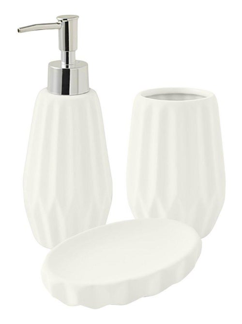 Set de baño cerámica con relieve 3 piezas – Guy Levasseur - Kiabi Set de baño cerámica con relieve 3 piezas – Guy Levasseur - Kiabi