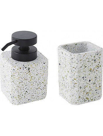 Set de baño TERRAZZO 2 piezas: dosificador y porta cepillos – Guy Levasseur