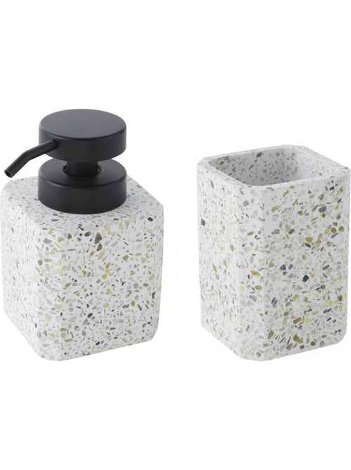 Set de baño TERRAZZO 2 piezas: dosificador y porta cepillos – Guy Levasseur - Kiabi Set de baño TERRAZZO 2 piezas: dosificador y porta cepillos – Guy Levasseur - Kiabi