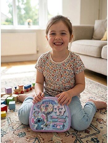 Set de belleza neceser espejo y pinzas stitch disney