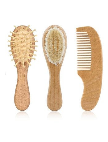 Set de cepillos y peine de madera natural para bebé | bo jungle