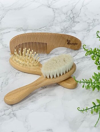 Set de cepillos y peine de madera natural para bebé | bo jungle