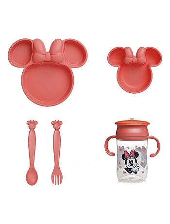 Set de comida infantil Minnie Thermobaby de 5 piezas con vaso 360° antigoteo