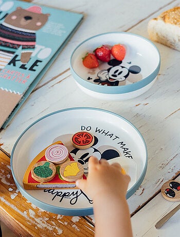 Set de comida para microondas Mickey Mouse Thermobaby de 3 piezas: plato, cuenco y taza