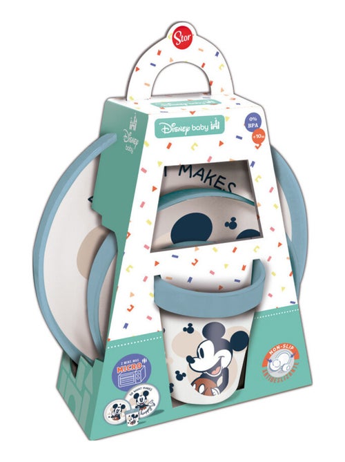 Set de comida para microondas Mickey Mouse Thermobaby de 3 piezas: plato, cuenco y taza - Kiabi