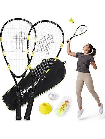 Set de crossminton HyperMotion – 2 raquetas, 5 volantes, 8 conos, pelota y bolsa de transporte