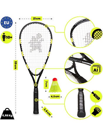 Set de crossminton HyperMotion – 2 raquetas, 5 volantes, 8 conos, pelota y bolsa de transporte