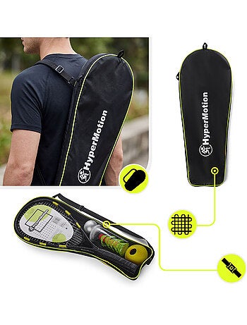 Set de crossminton HyperMotion – 2 raquetas, 5 volantes, 8 conos, pelota y bolsa de transporte