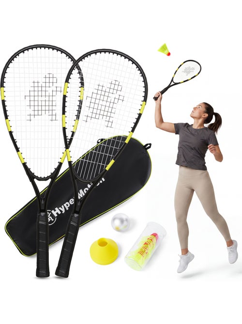 Set de crossminton HyperMotion – 2 raquetas, 5 volantes, 8 conos, pelota y bolsa de transporte - Kiabi Set de crossminton HyperMotion – 2 raquetas, 5 volantes, 8 conos, pelota y bolsa de transporte - Kiabi
