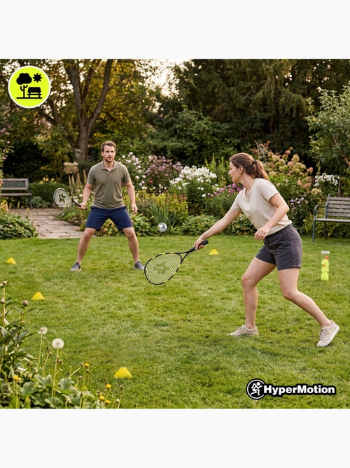 Set de crossminton HyperMotion – 2 raquetas, 5 volantes, 8 conos, pelota y bolsa de transporte - Kiabi Set de crossminton HyperMotion – 2 raquetas, 5 volantes, 8 conos, pelota y bolsa de transporte - Kiabi