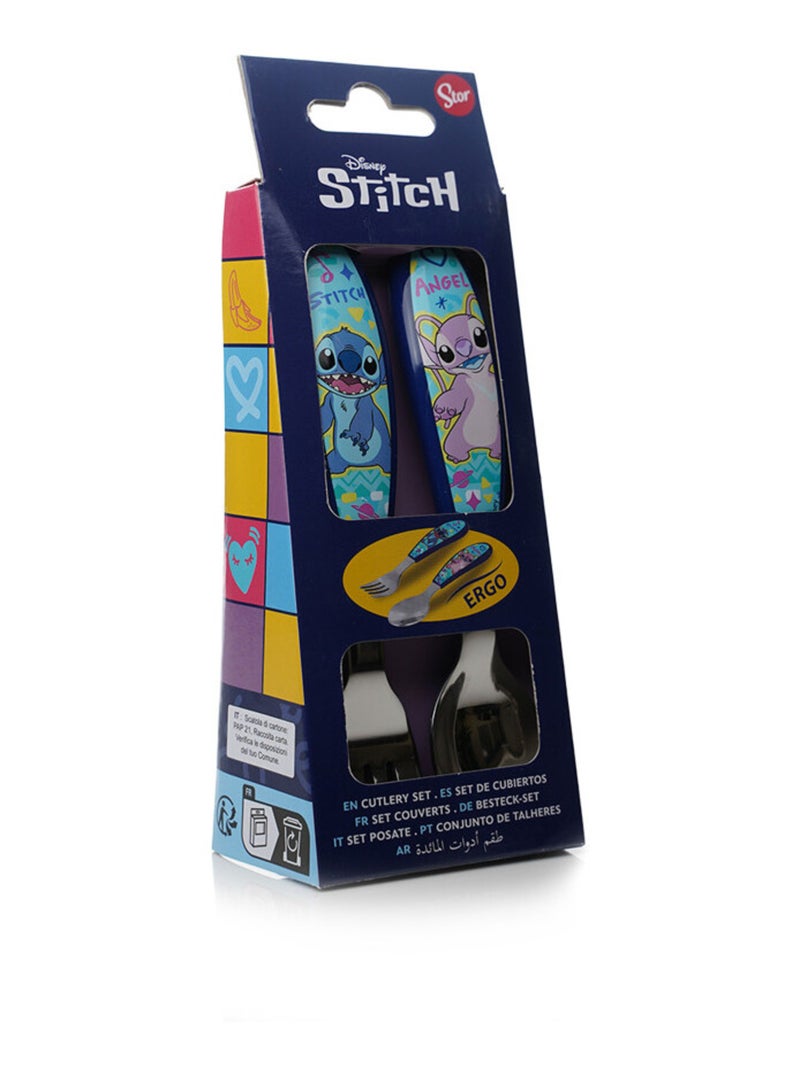 Set de cubiertos de acero inoxidable infantil de 2 piezas Lilo & Stitch Disney Baby Azul - Kiabi