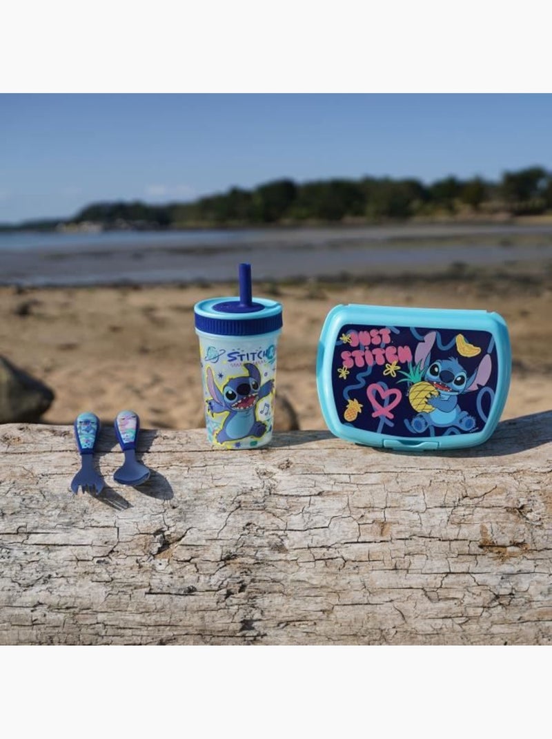 Set de cubiertos de acero inoxidable infantil de 2 piezas Lilo & Stitch Disney Baby Azul - Kiabi