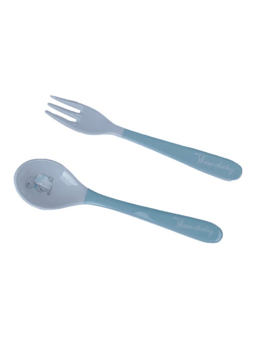 Set de cubiertos para bebé Thermobaby de melamina tema bosque con tenedor y cuchara - Kiabi Set de cubiertos para bebé Thermobaby de melamina tema bosque con tenedor y cuchara - Kiabi