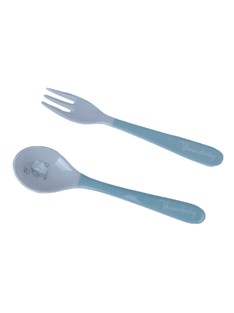 Set de cubiertos para bebé Thermobaby de melamina tema bosque con tenedor y cuchara Blanco - Kiabi
