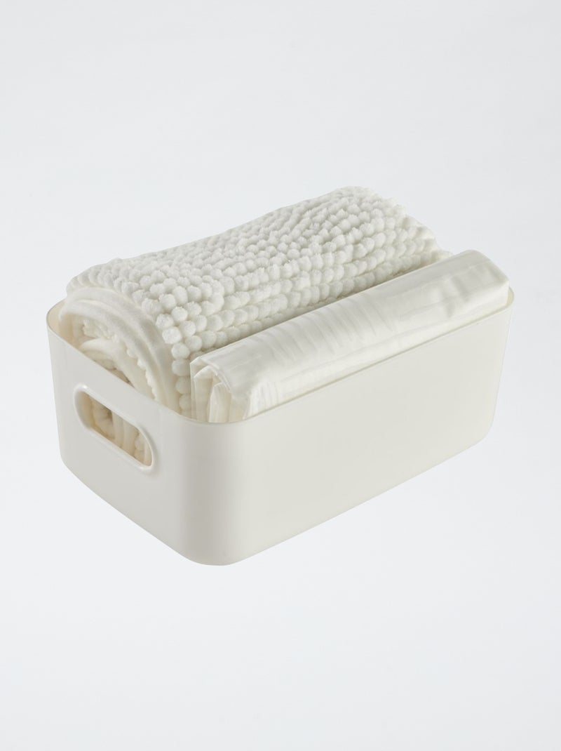 Set de ducha con cesta + cortina de ducha + alfombrilla blanco - Kiabi
