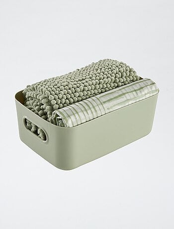 Set de ducha con cesta + cortina de ducha + alfombrilla