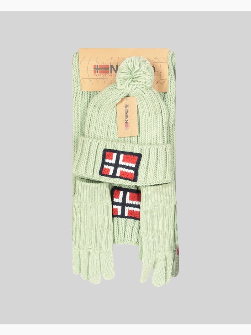 Set de gorro, bufanda y guantes wamilla xamilla zamilla – geographical norway Verde pastel - Kiabi