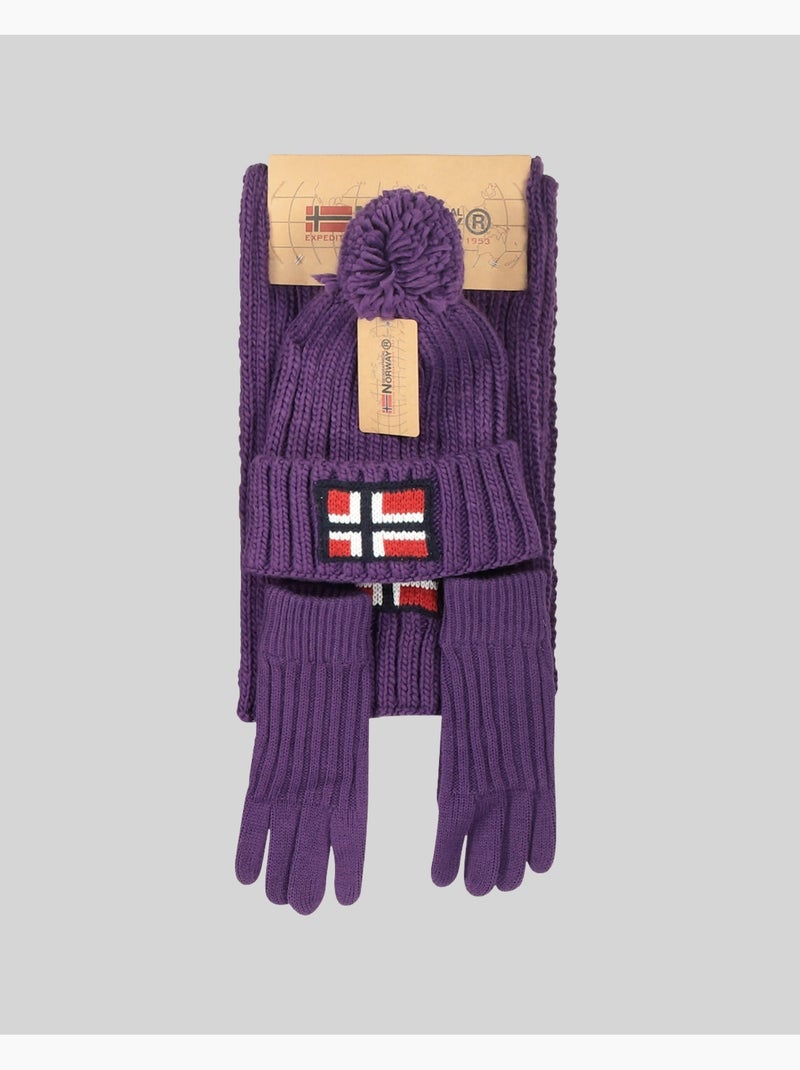 Set de gorro, bufanda y guantes wamilla xamilla zamilla – geographical norway Violeta - Kiabi