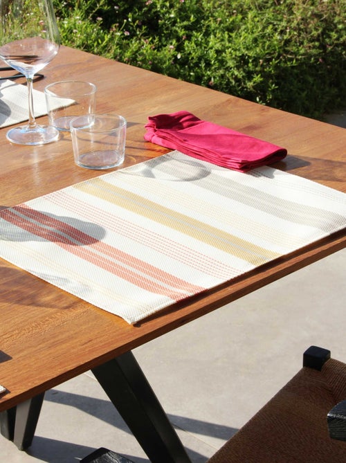 Set de mesa a rayas en poliéster efecto plástico - Kiabi