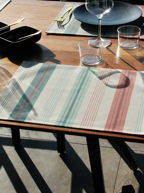 Set de mesa a rayas en poliéster efecto plástico - Kiabi