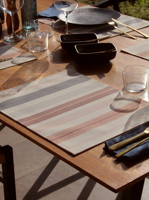 Set de mesa a rayas en poliéster efecto plástico - Kiabi