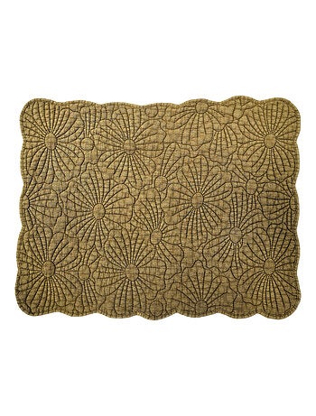 Set de mesa rectangular acolchado con motivo de flores bordado