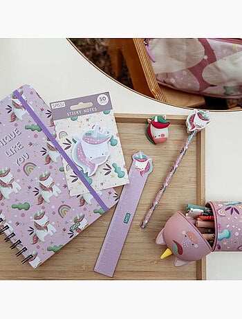 Set de papelería infantil con lápiz, regla y sacapuntas | sassi junior
