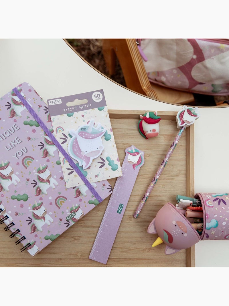 Set de papelería infantil con lápiz, regla y sacapuntas | sassi junior Rosa - Kiabi
