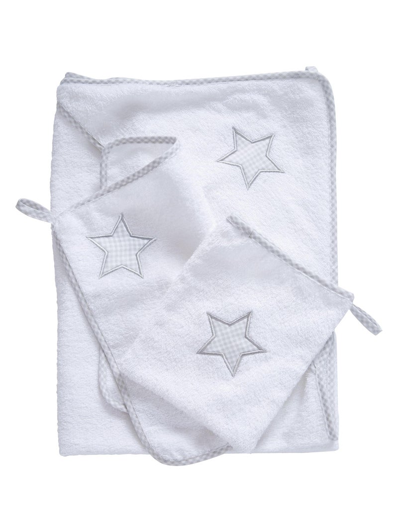 Set de salida de baño para bebé 'Little Stars' bordado con estrella - ROBA Blanco Gris - Kiabi