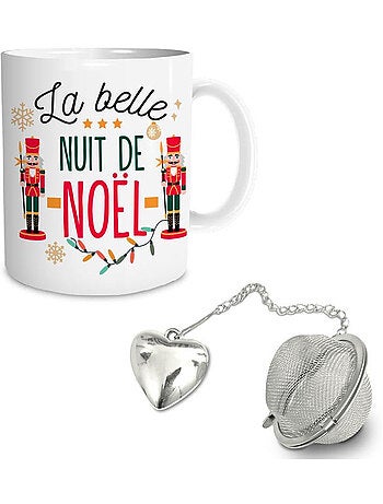 Set de taza de navidad con infusor de corazón y cadena - la belle nuit de noël