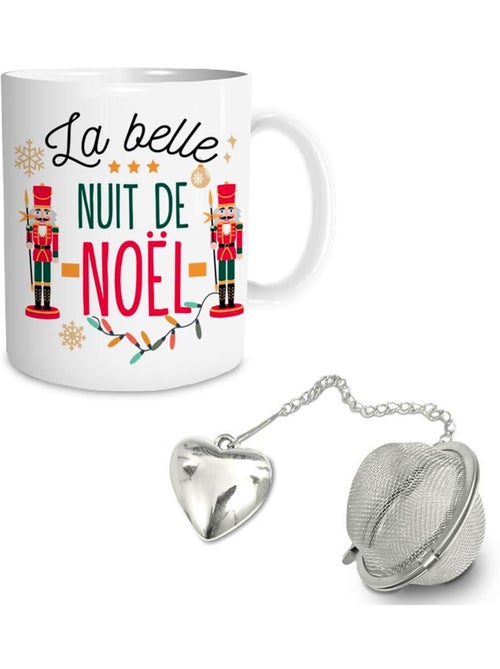 Set de taza de navidad con infusor de corazón y cadena - la belle nuit de noël - Kiabi
