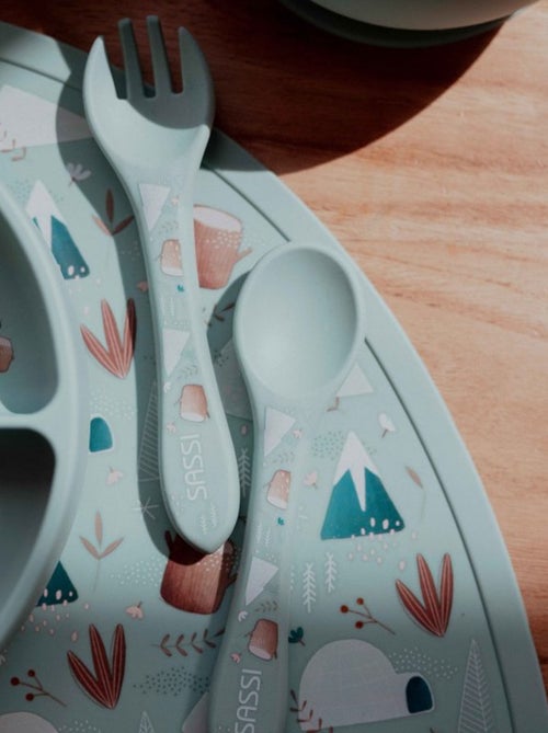 Set de tenedor y cuchara de silicona, animales - Sassi Junior - Kiabi