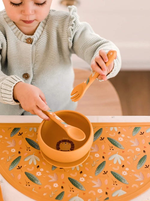 Set de tenedor y cuchara de silicona, animales - Sassi Junior - Kiabi