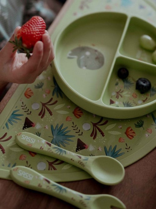 Set de tenedor y cuchara de silicona, animales - Sassi Junior - Kiabi