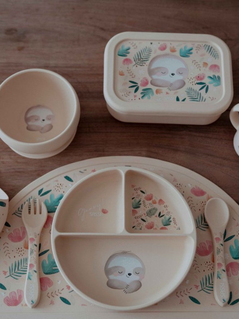 Set de tenedor y cuchara de silicona, animales | sassi junior Beige - Kiabi