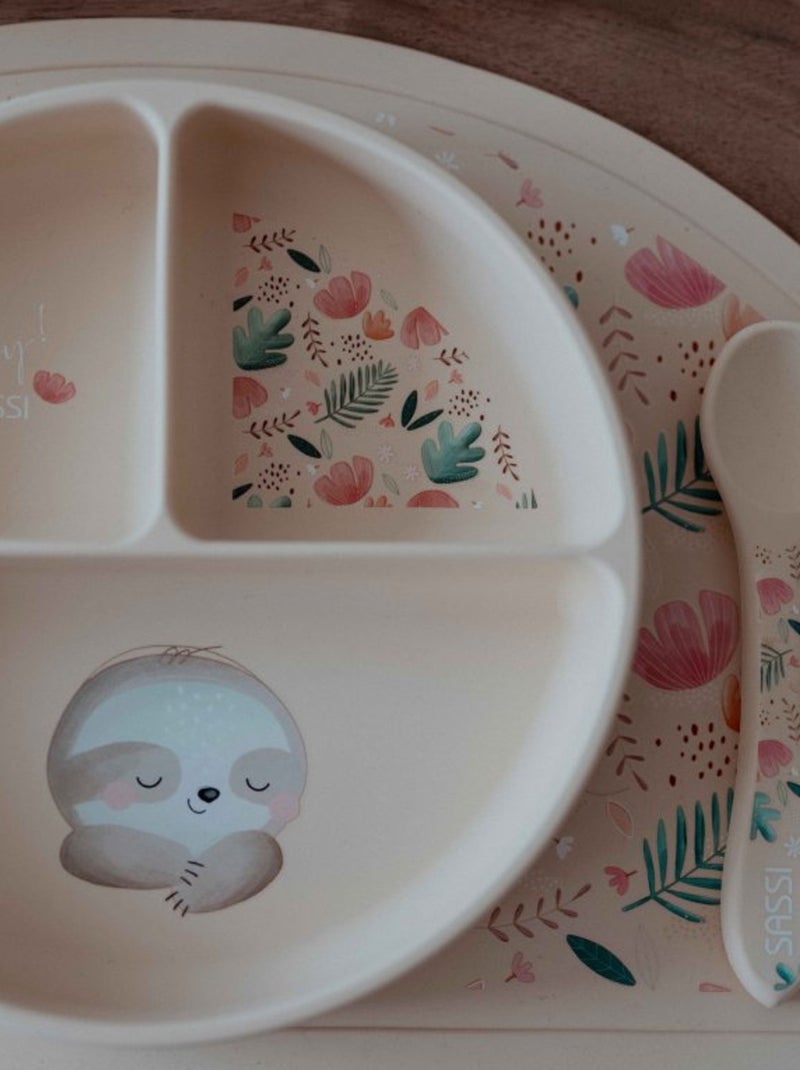 Set de tenedor y cuchara de silicona, animales | sassi junior Beige - Kiabi