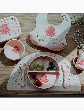 Set de tenedor y cuchara de silicona, animales | Sassi Junior