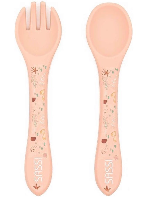 Set de tenedor y cuchara de silicona, animales | Sassi Junior - Kiabi