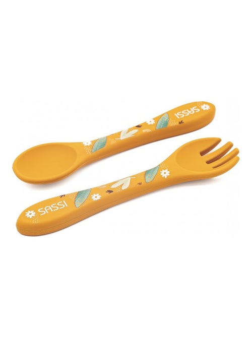 Set de tenedor y cuchara de silicona, animales | Sassi Junior - Kiabi