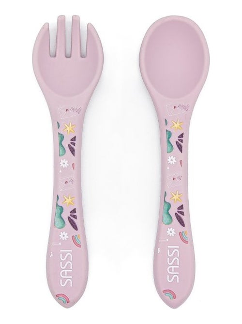 Set de tenedor y cuchara de silicona, animales | Sassi Junior - Kiabi