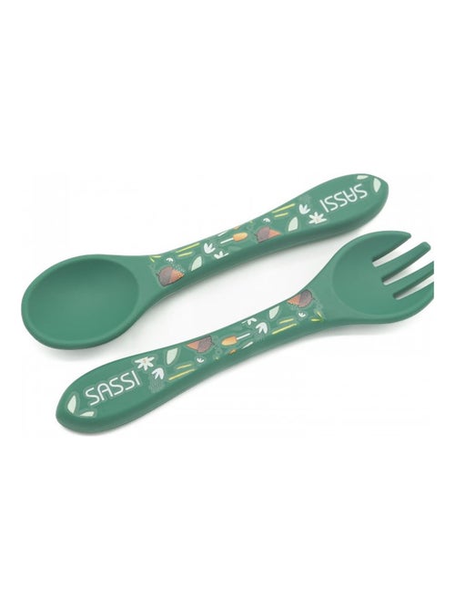 Set de tenedor y cuchara de silicona, animales | Sassi Junior - Kiabi