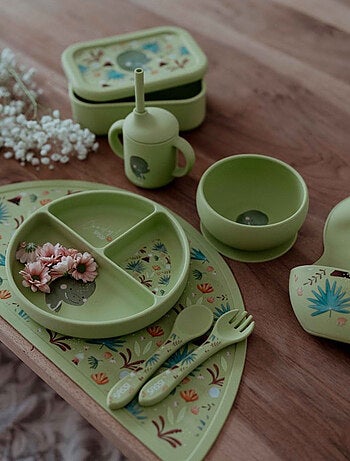 Set de tenedor y cuchara de silicona, animales | Sassi Junior