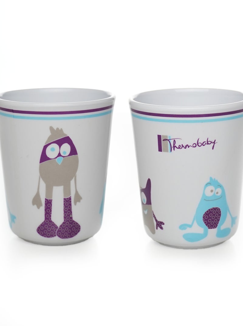 Set de vajilla para bebé Thermobaby de melamina y acero inoxidable 360/220/140 ml Blanco Violeta - Kiabi