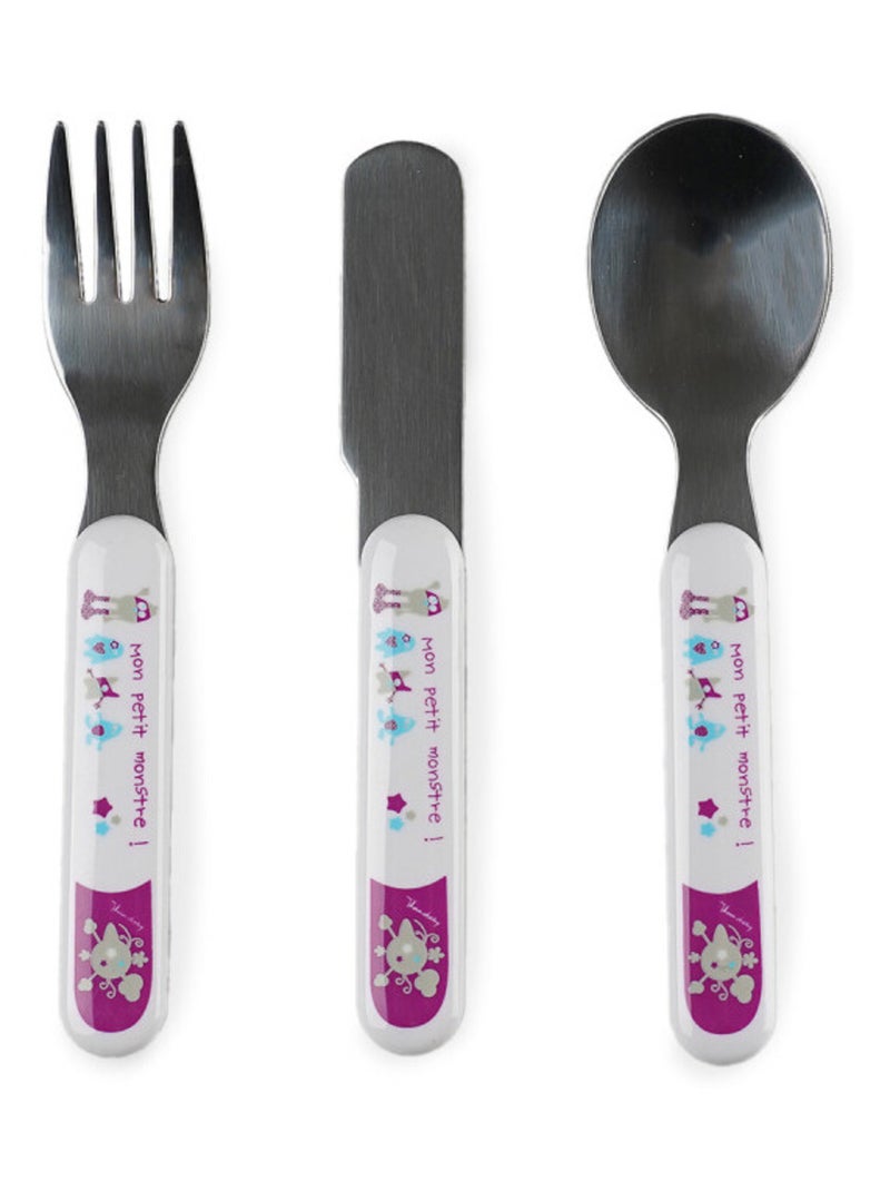 Set de vajilla para bebé Thermobaby de melamina y acero inoxidable 360/220/140 ml Blanco Violeta - Kiabi